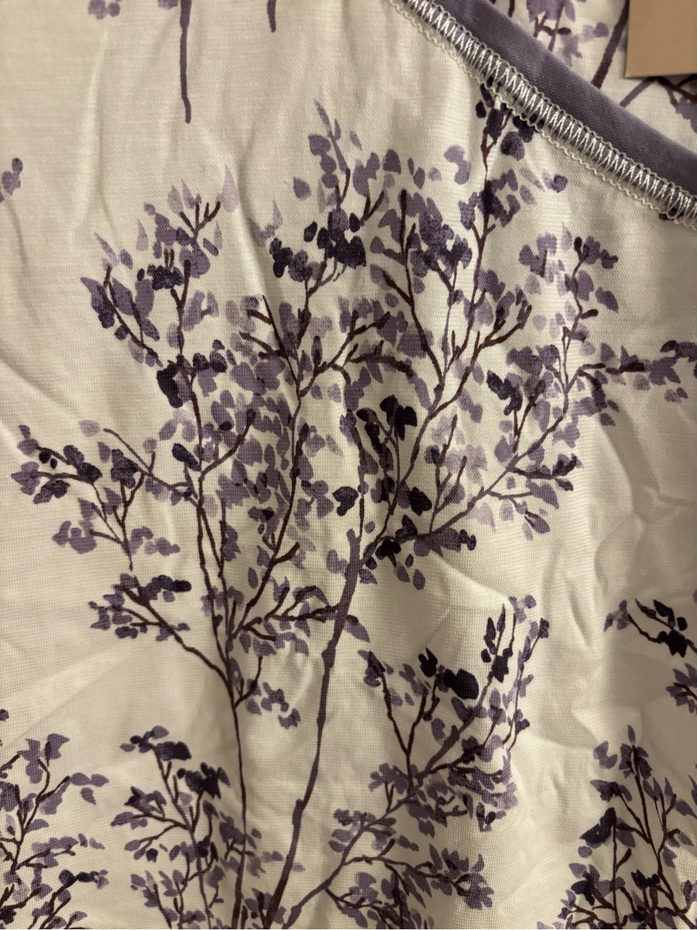 Garnet Hill White Pajama Set With Lavender Botanical Print - Picture 5 of 7